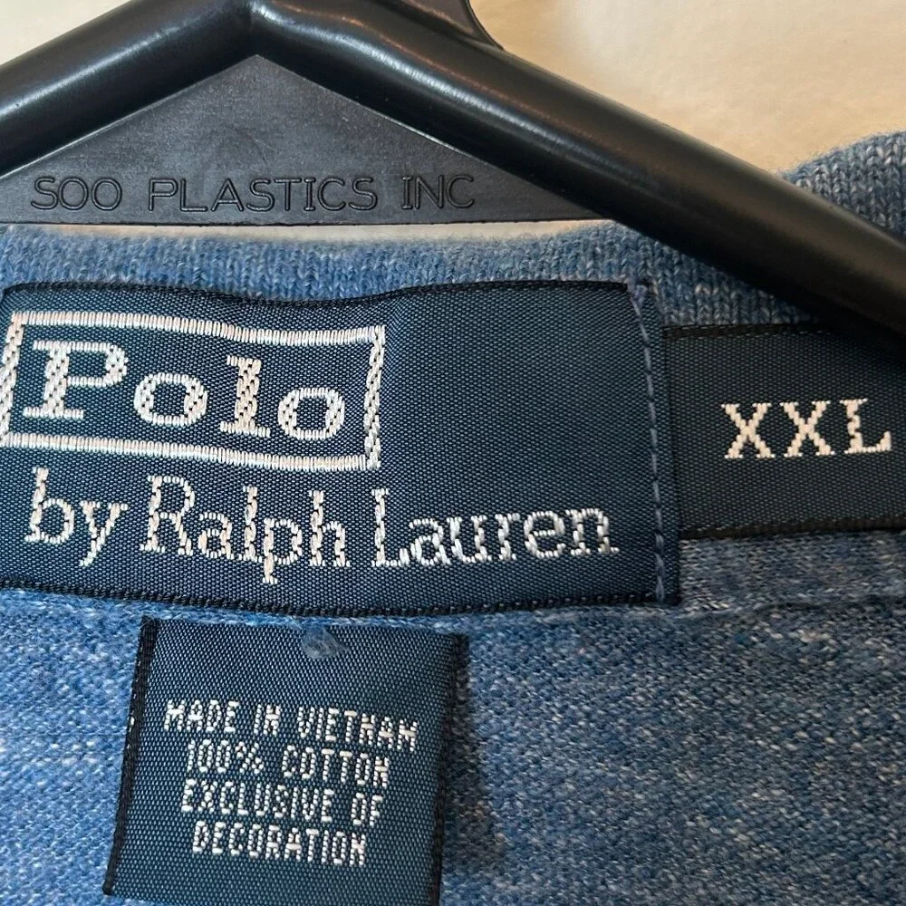 Polo Ralph Lauren long-sleeve heathered blue polo shirt, men's sz XXL
